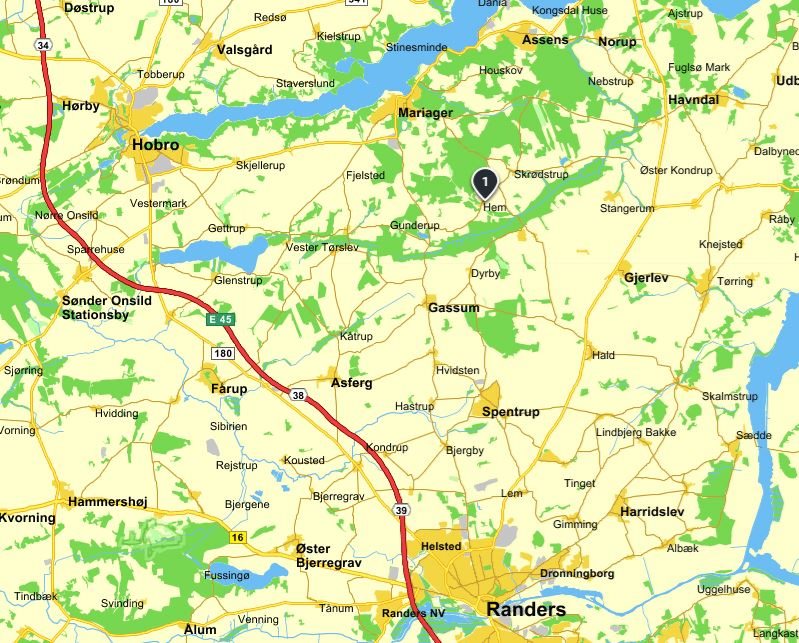 Fremhævet kort billede i fuldskærmstilstand. Billede af Hemvej 36, Hem, 9550 Mariager