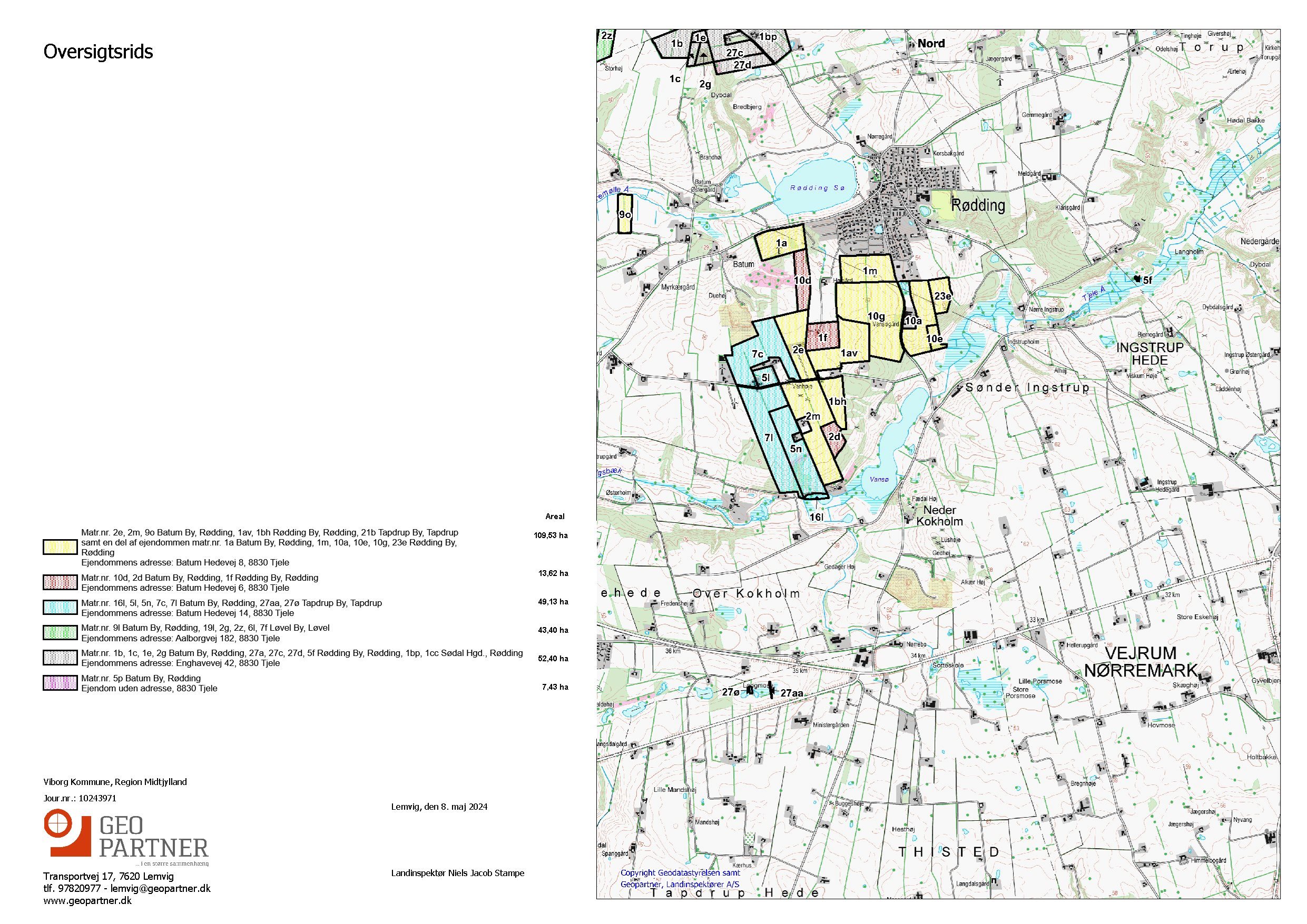 Fremhævet kort med estimeret udstykning 2 billede i fuldskærmstilstand. Billede af Batum Hedevej 8, Batum, 8830 Tjele
