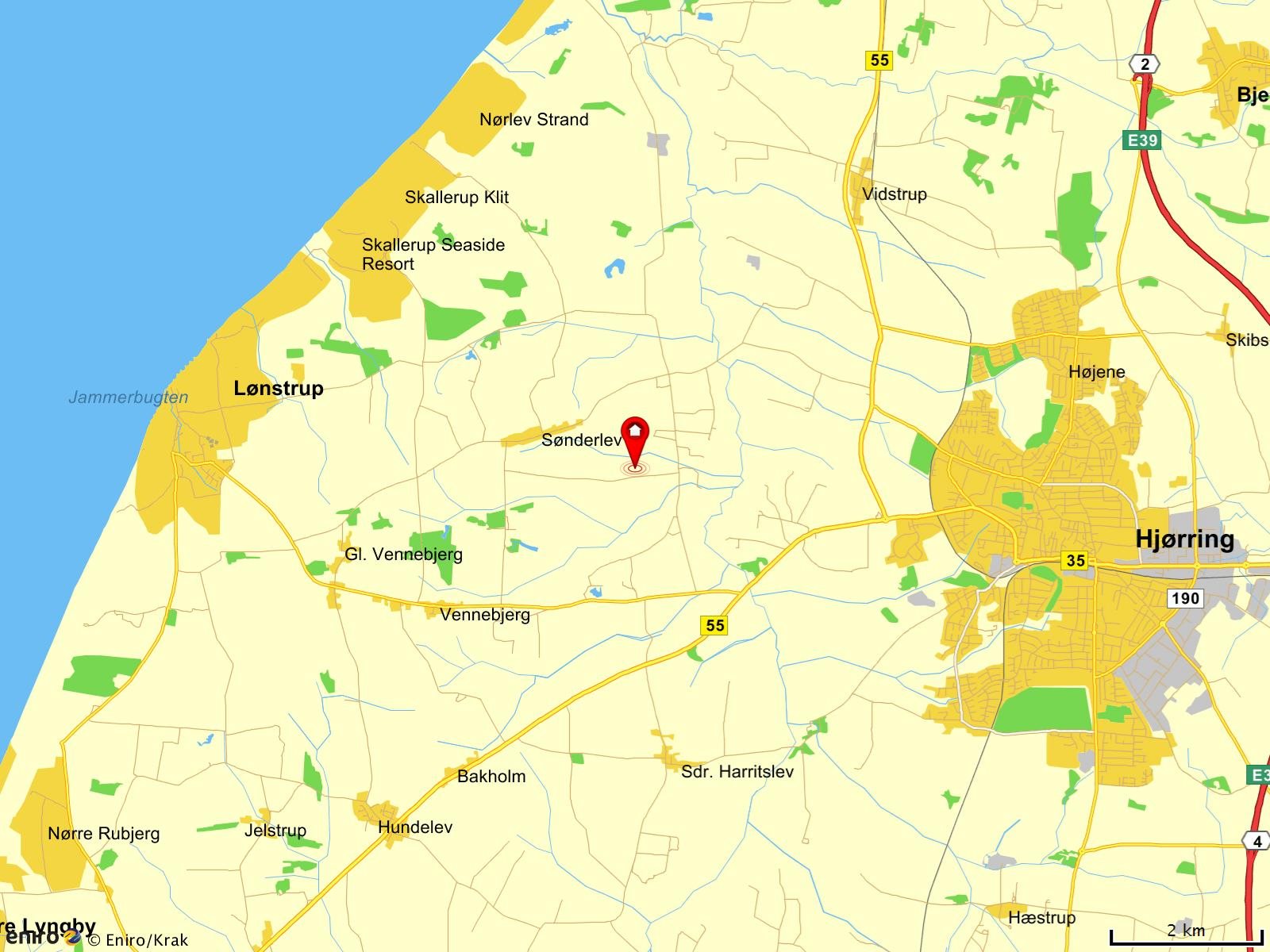 Fremhævet krakkort billede i fuldskærmstilstand. Billede af Nørumvej 60, Skallerup, 9800 Hjørring