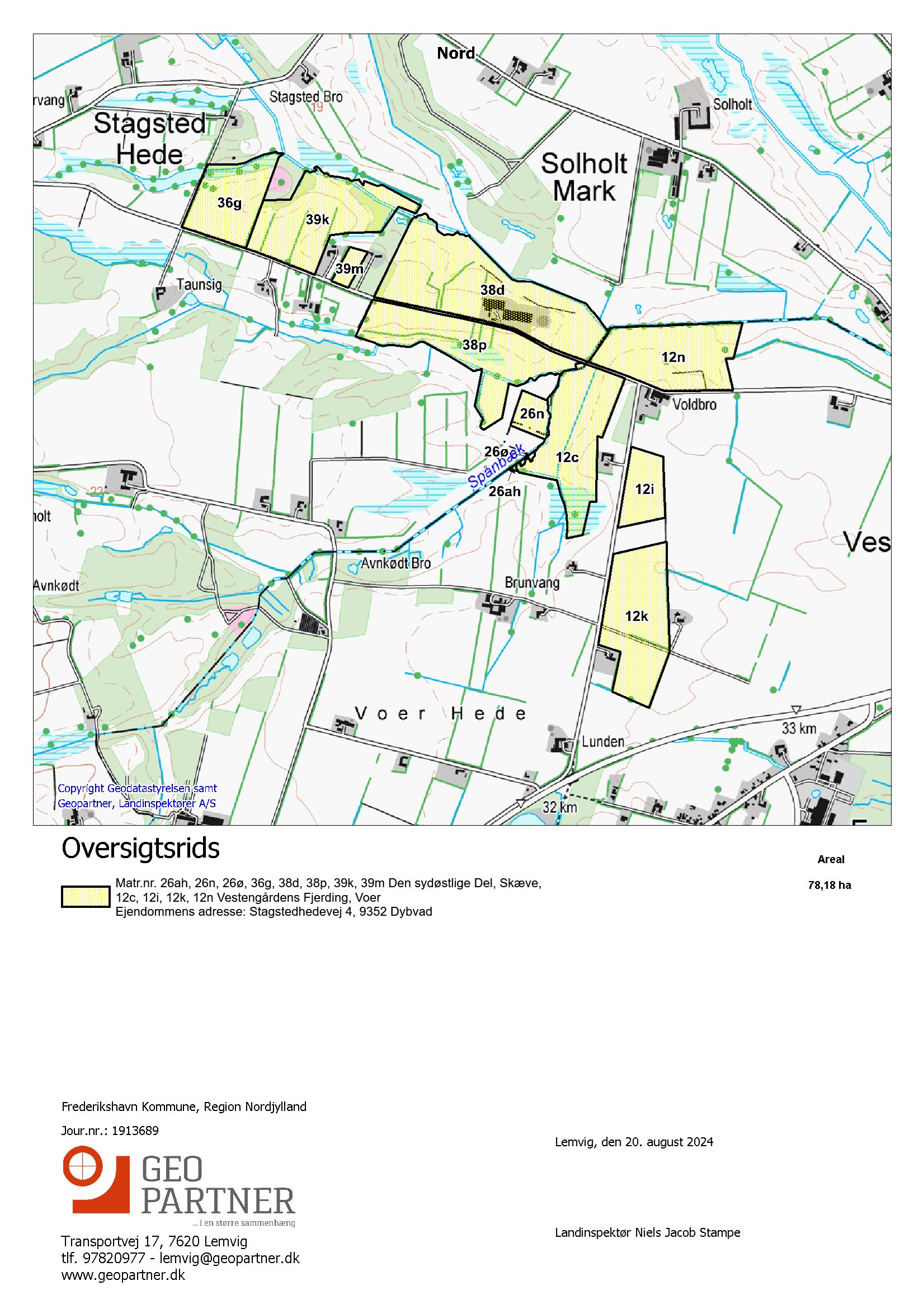 Fremhævet oversigtskort geopartner billede i fuldskærmstilstand. Billede af Stagstedhedevej 4, Brønden, 9352 Dybvad