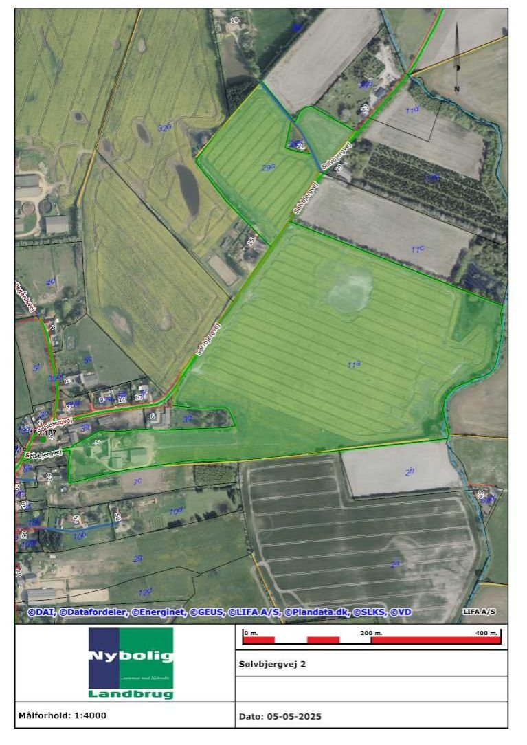 Fremhævet markkort billede i fuldskærmstilstand. Billede af Sølvbjergvej 2, Pejrup, 5600 Faaborg