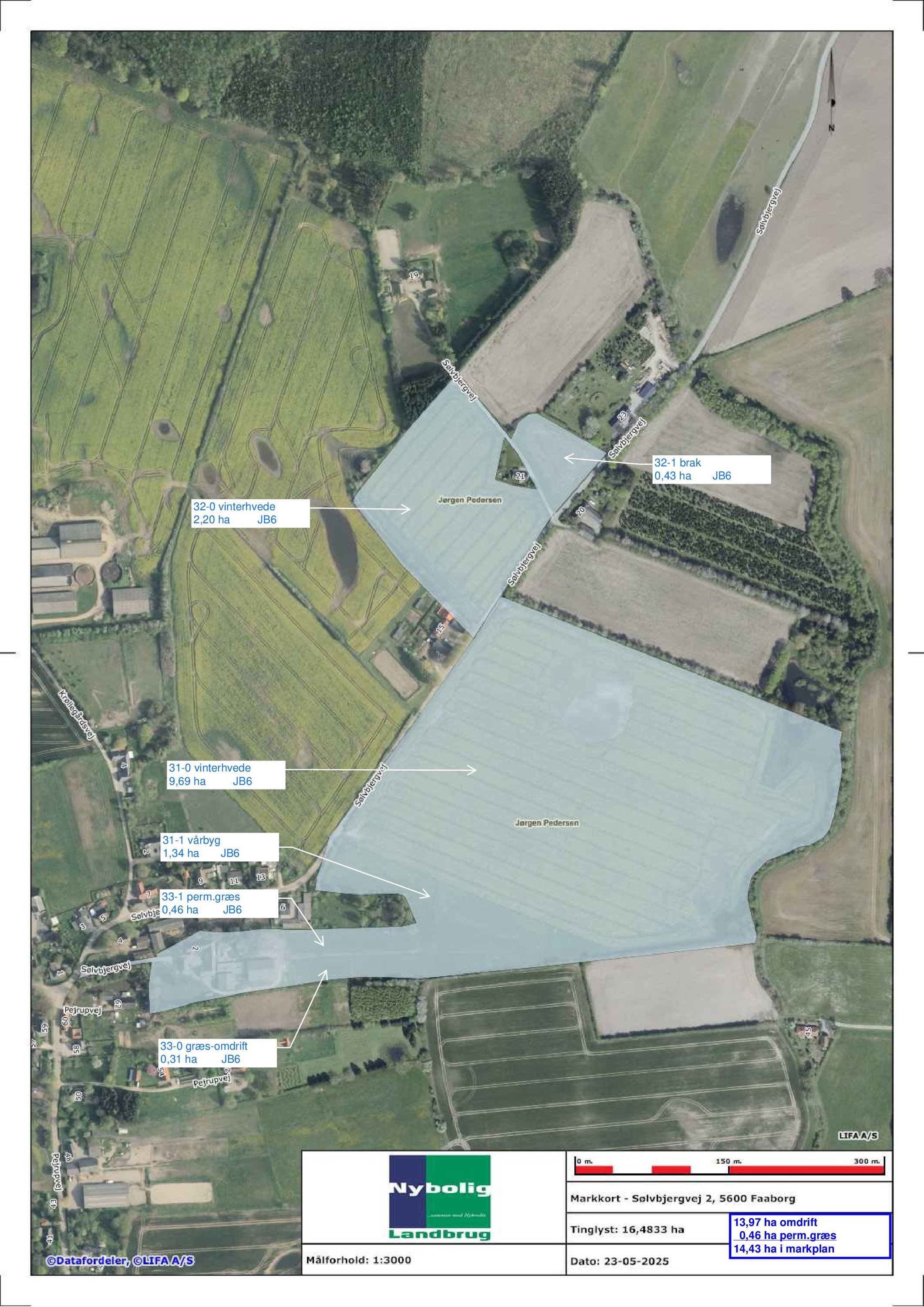 Fremhævet markkort billede i fuldskærmstilstand. Billede af Sølvbjergvej 2, Pejrup, 5600 Faaborg