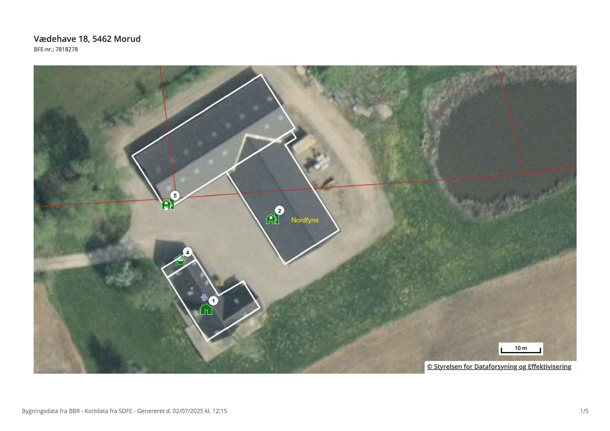 Fremhævet  billede i fuldskærmstilstand. Billede af Vædehave 18 (en del) og Vædehave 16, 5462 Morud
