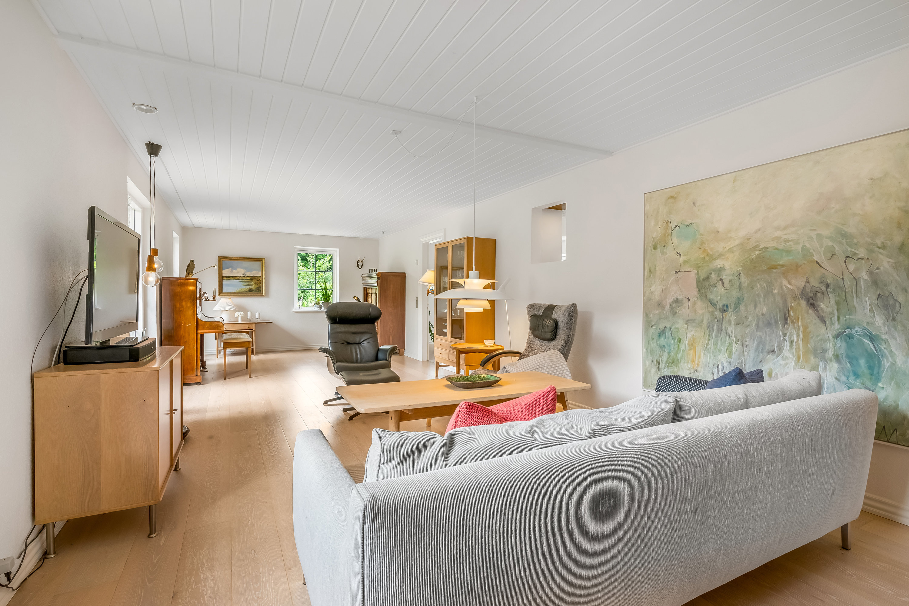 Fremhævet stue billede i fuldskærmstilstand. Billede af Tinkerdalsvej 3, Skave, 7500 Holstebro