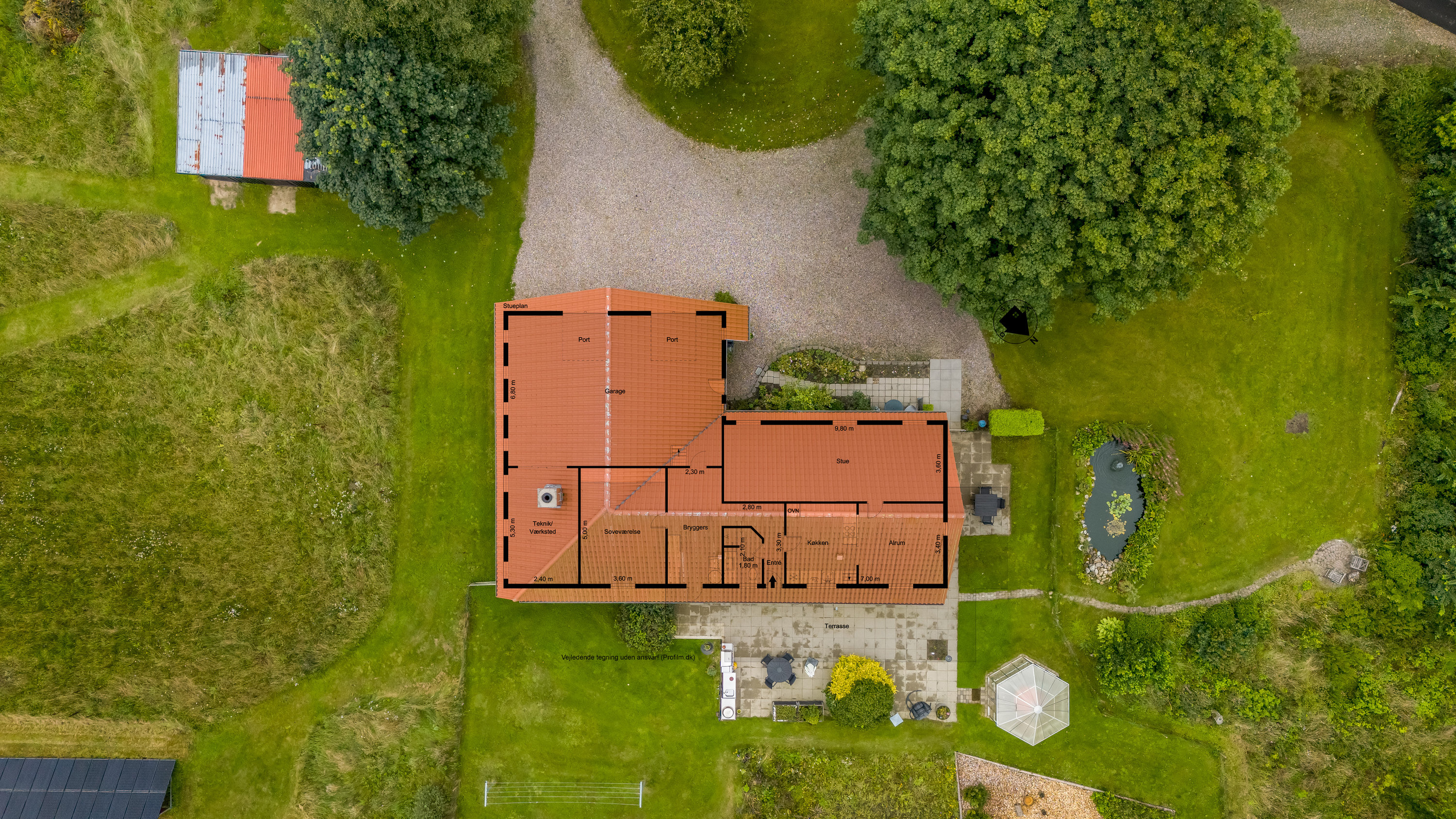 Fremhævet luftfoto billede i fuldskærmstilstand. Billede af Tinkerdalsvej 3, Skave, 7500 Holstebro