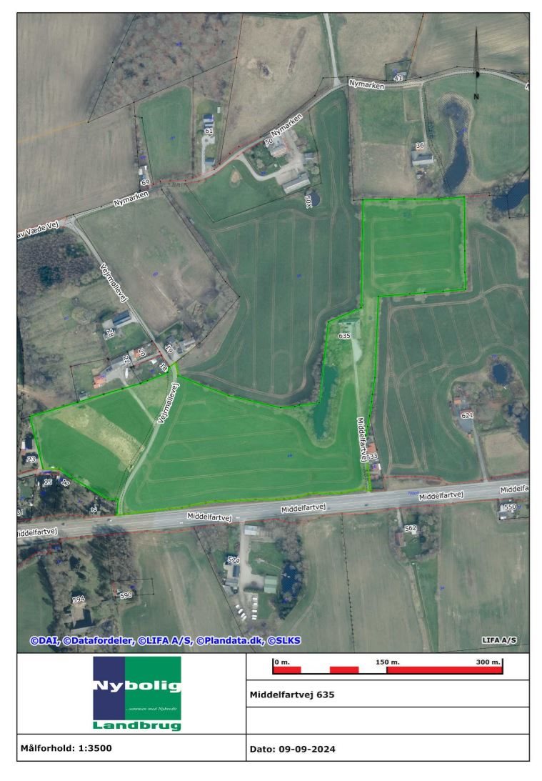 Fremhævet kort jorderne billede i fuldskærmstilstand. Billede af Middelfartvej 635, Spedsbjerg, 5491 Blommenslyst