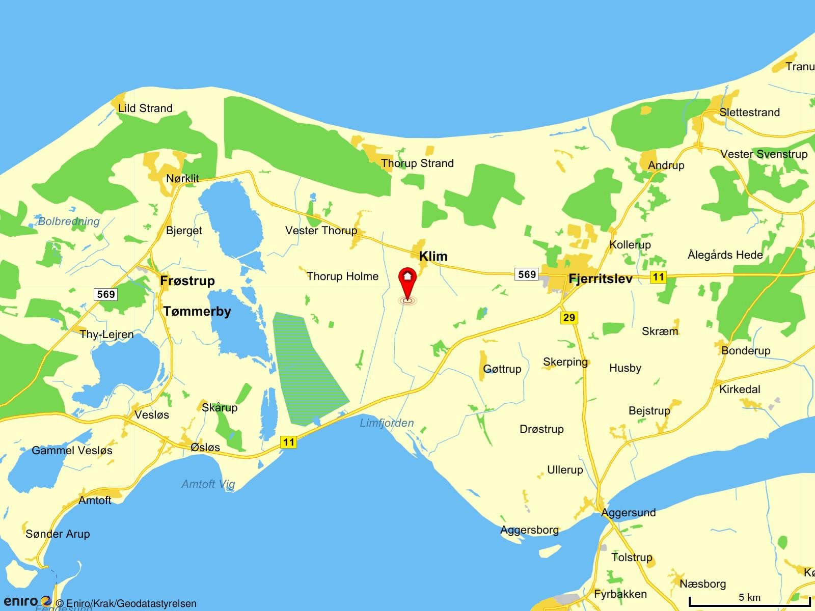 Fremhævet beliggenhed billede i fuldskærmstilstand. Billede af Oddevej 150, Klim Odde, 9690 Fjerritslev